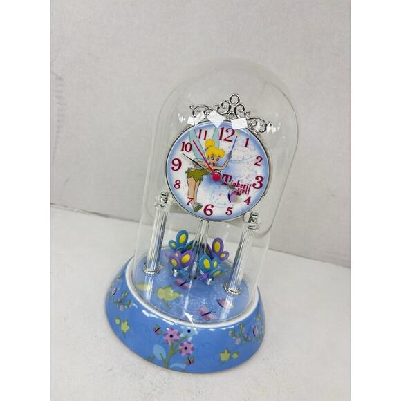 DISNEY TINKER BELL ANNIVERSARY CLOCK PORCELAIN GLASS DOME COLLECTIBLE GIFT - Picture 1 of 7
